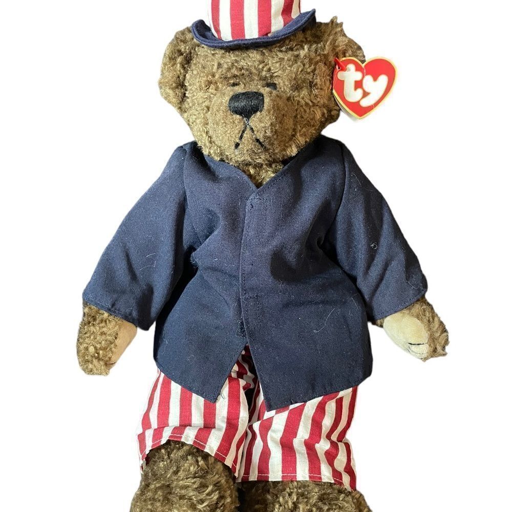 14” TY Attic Treasures Uncle Samuel Patriotic Bear Plush 1993.